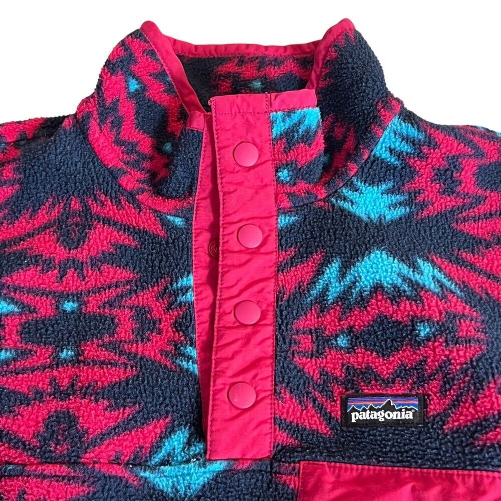 Patagonia Synchilla Snap-T Fleece Pullover Aztec Print Button Up Girls L (12) - Picture 4 of 10
